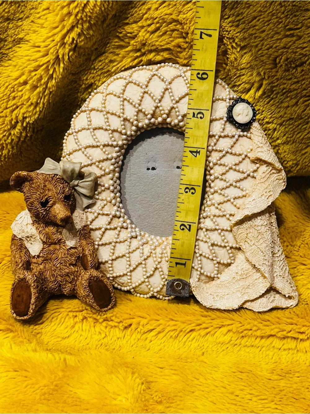 Fancy Frames Cameo Lace Ribbon Teddy Bear Lace Picture Frame Set Of 2 Victorian